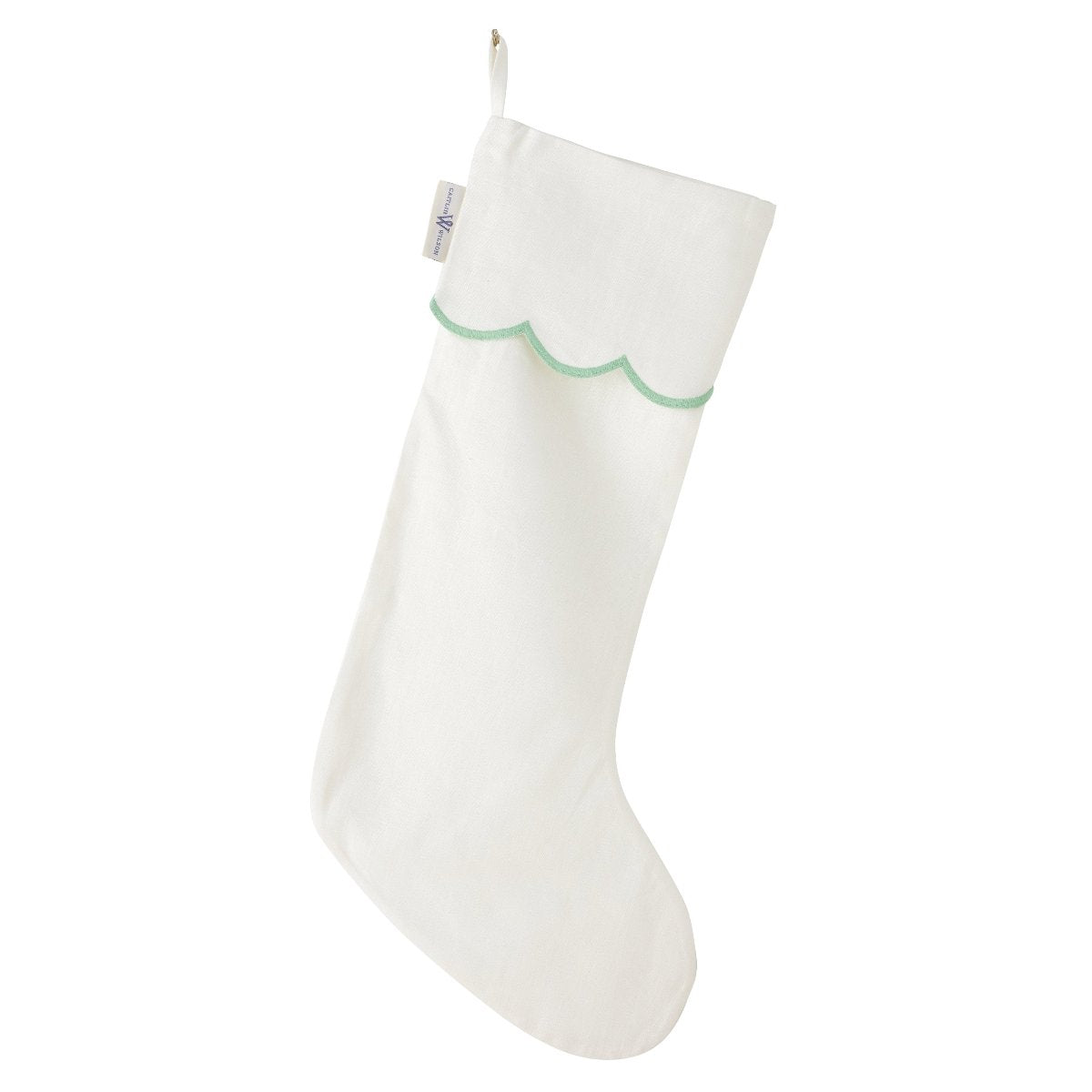 Windsor Green Scallop Linen Stocking - Caitlin Wilson Designs