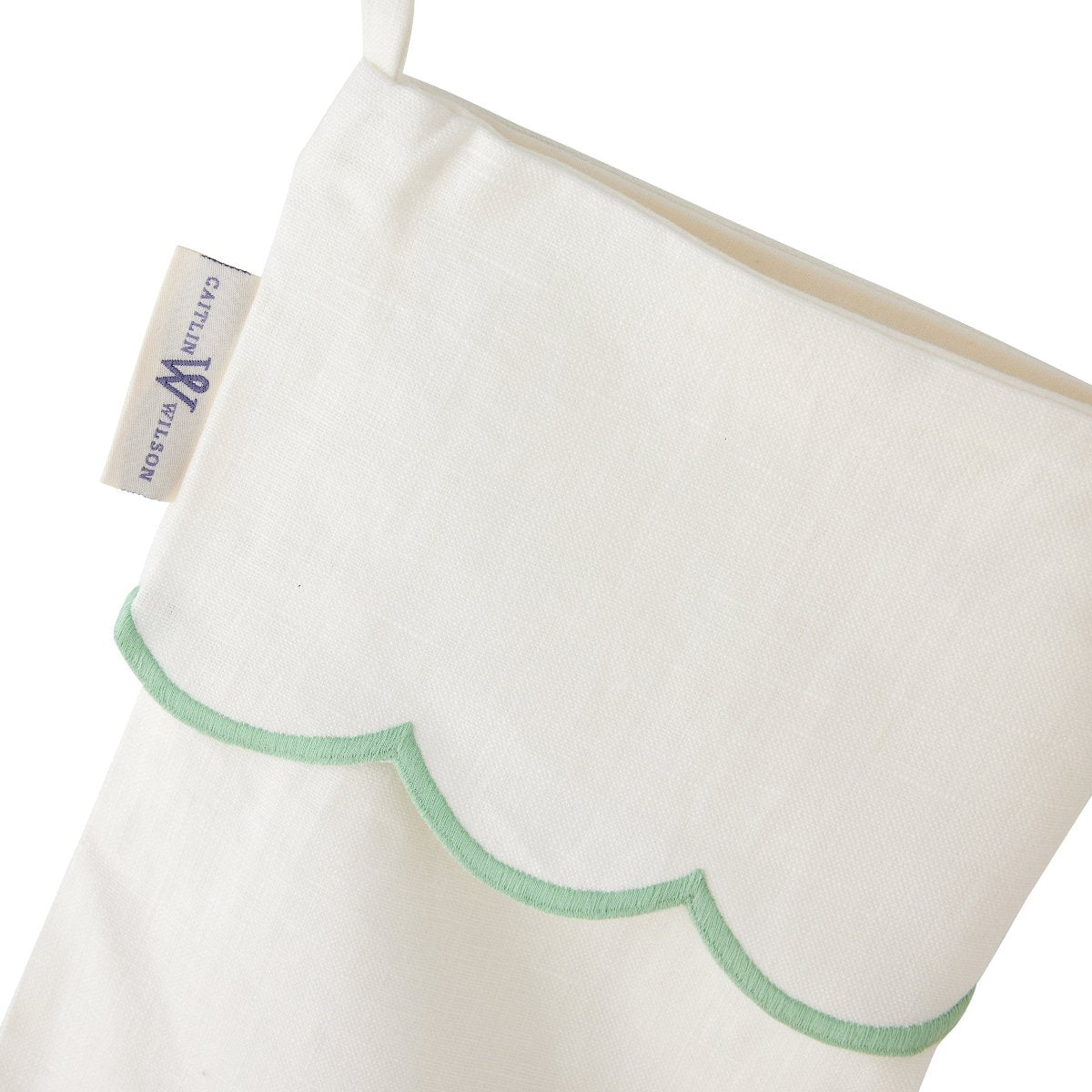 Windsor Green Scallop Linen Stocking - Caitlin Wilson Designs