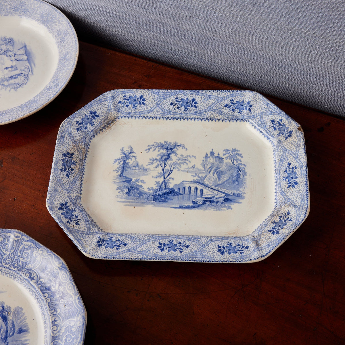 Pastoral Day Dream Blue and White Platter III - Caitlin Wilson Designs