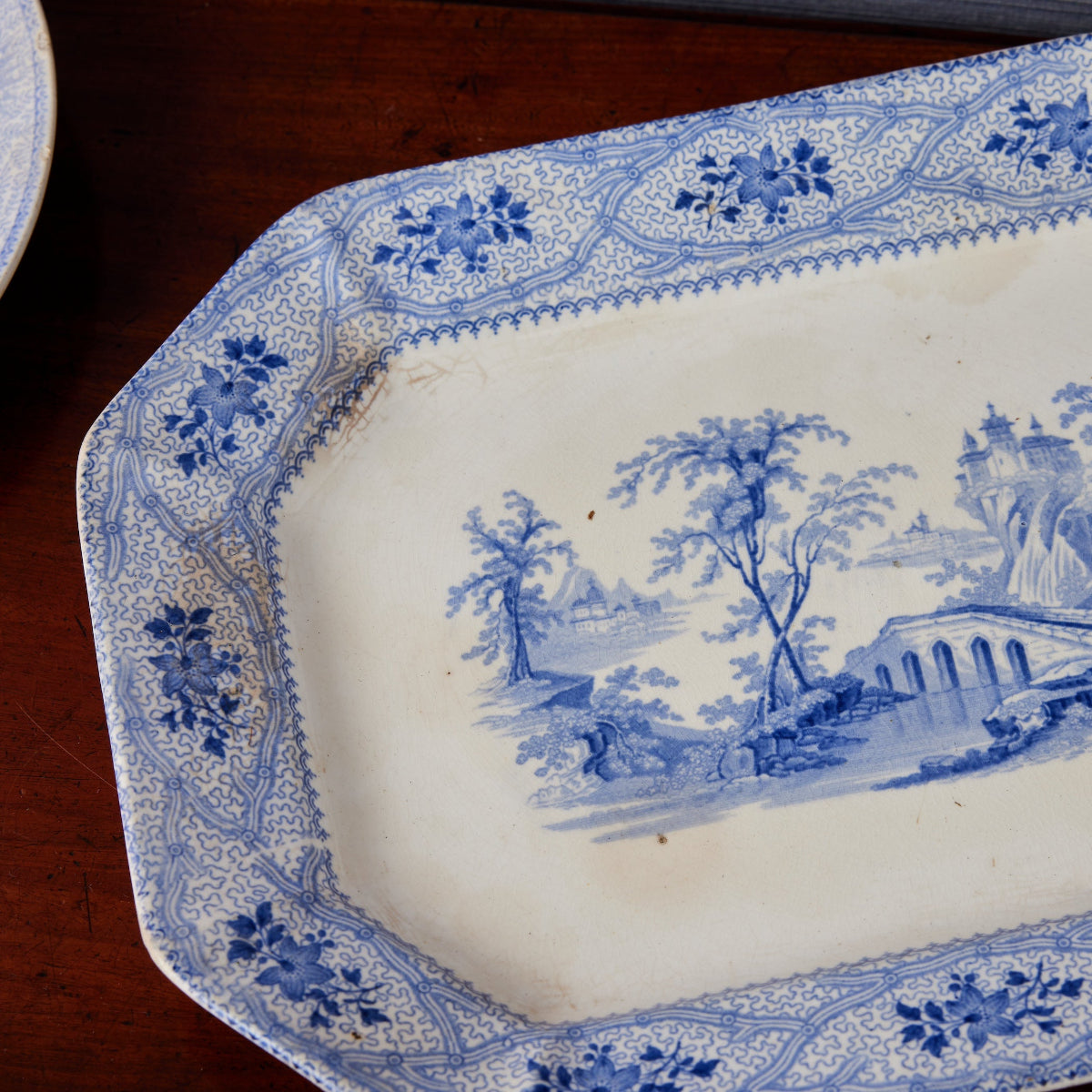 Pastoral Day Dream Blue and White Platter III - Caitlin Wilson Designs