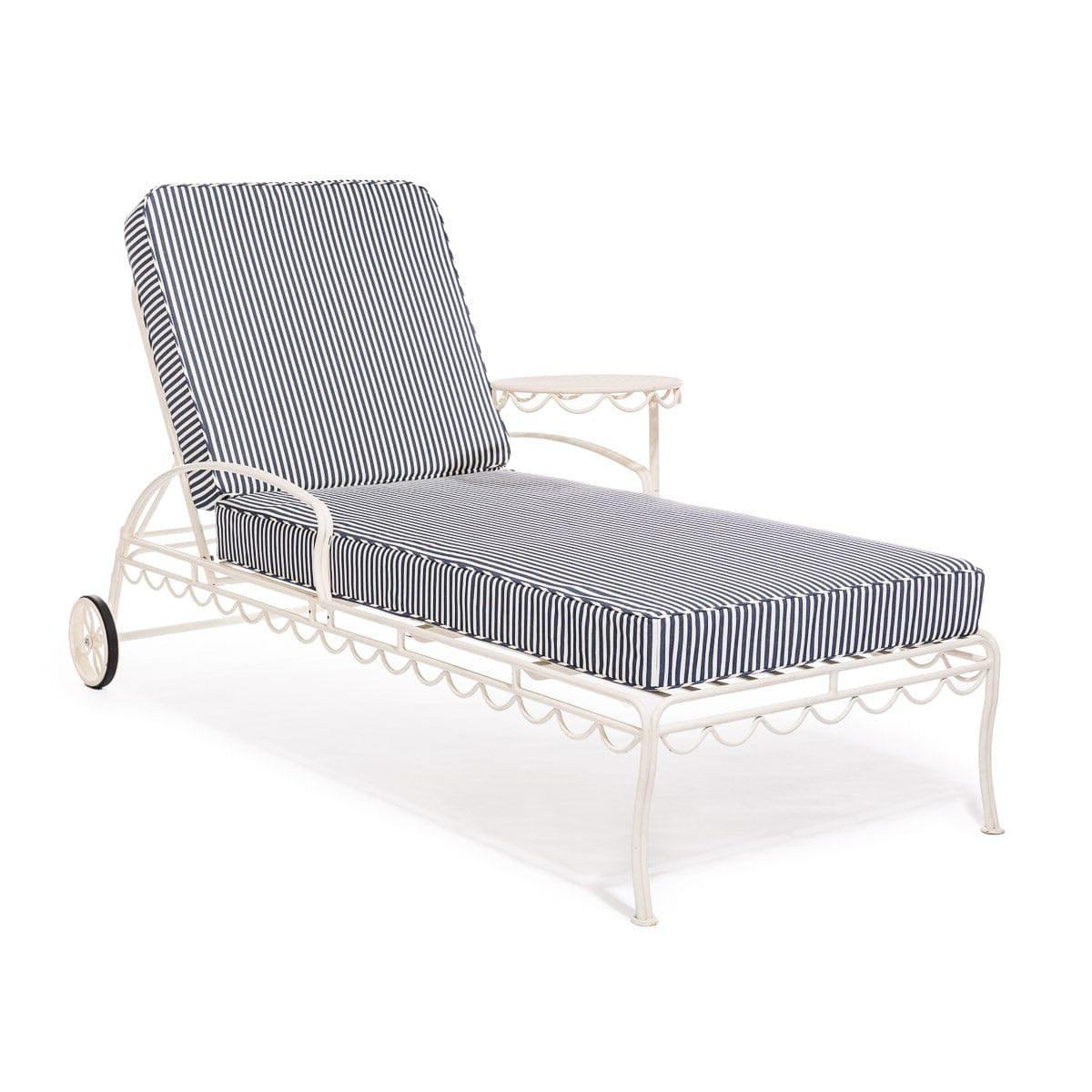 The Al Fresco Sun Lounger in Lauren's Navy Stripe | Antique White Frame - Caitlin Wilson Design 