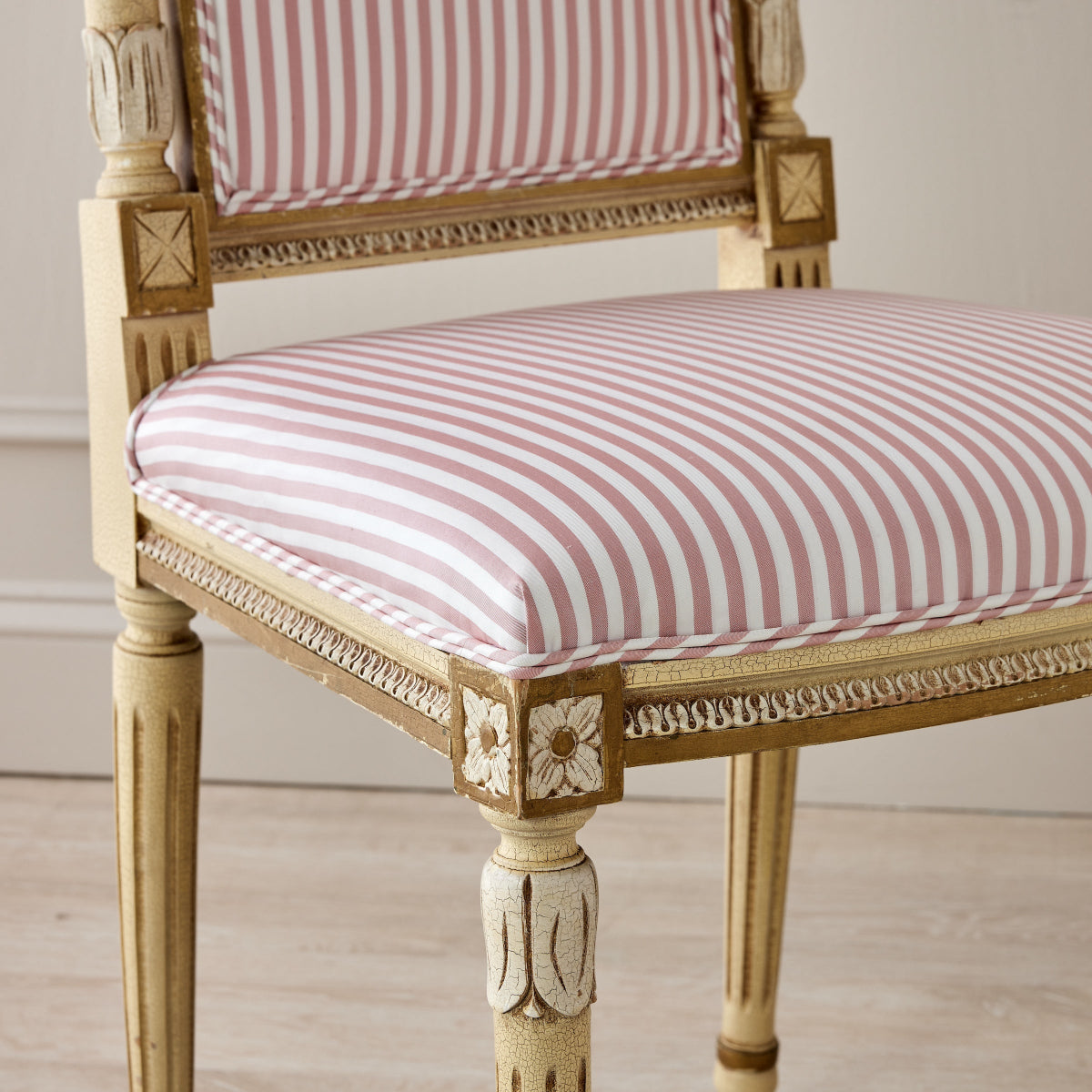 18th Century French Gilded Chairs - Noelle Stripe in Blush - Caitlin Wilson Designs