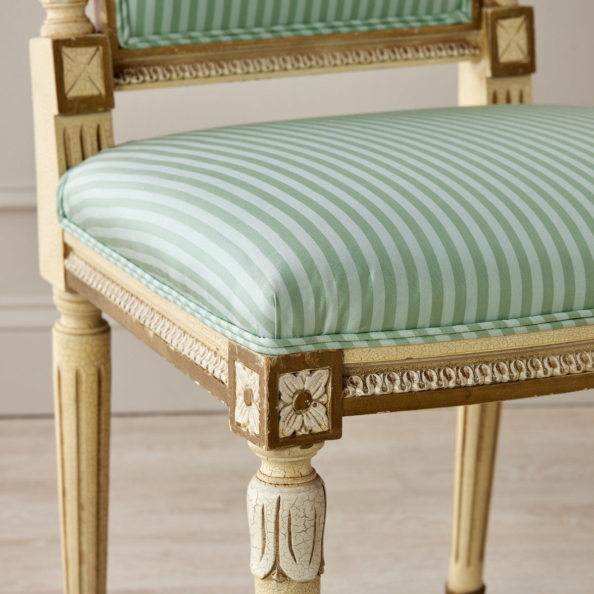 18th Century French Gilded Chairs - Noelle Stripe in Wintergreen - Caitlin Wilson Designs