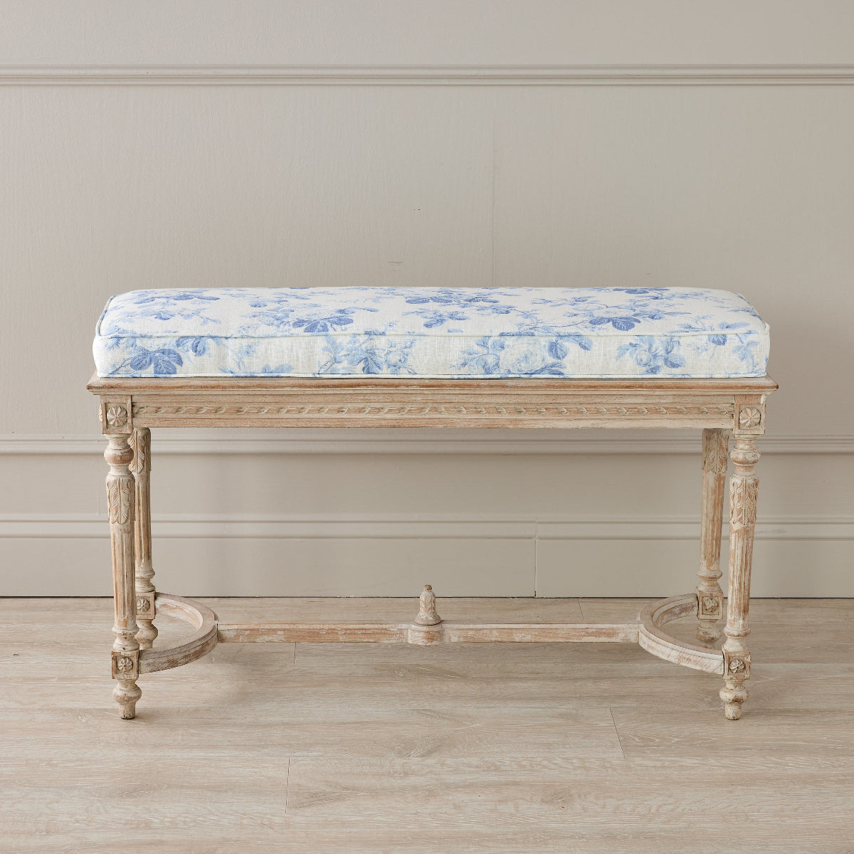 Louis XVI Style Bench in Mary Jayne - Caitlin Wilson Designs