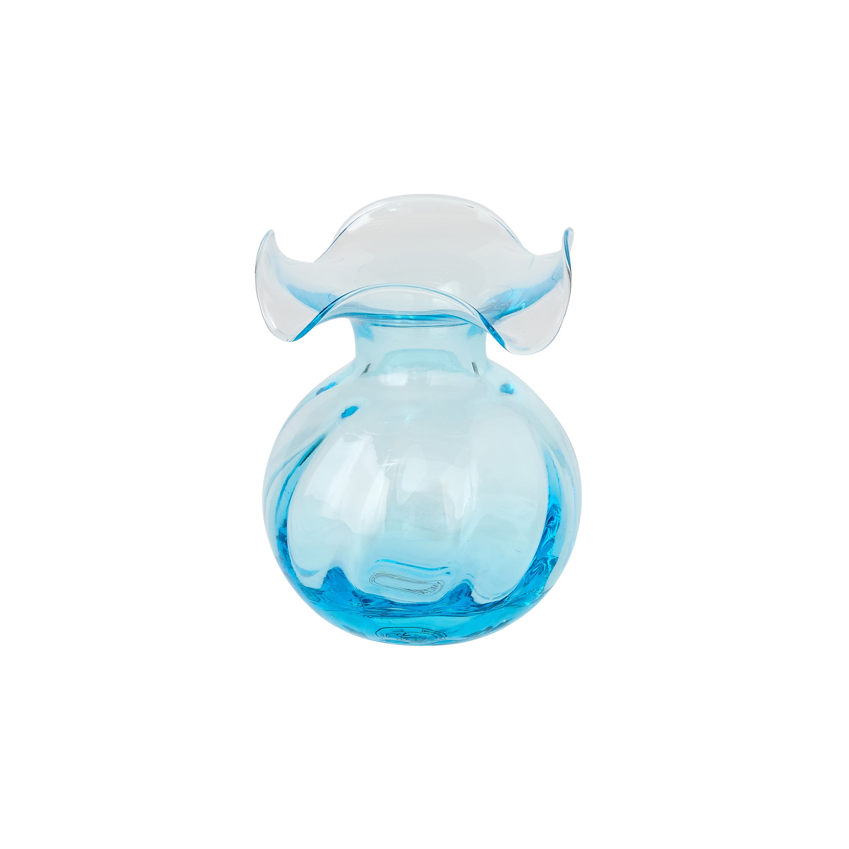 Mini Ruffled Rim Bud Vase in Aqua