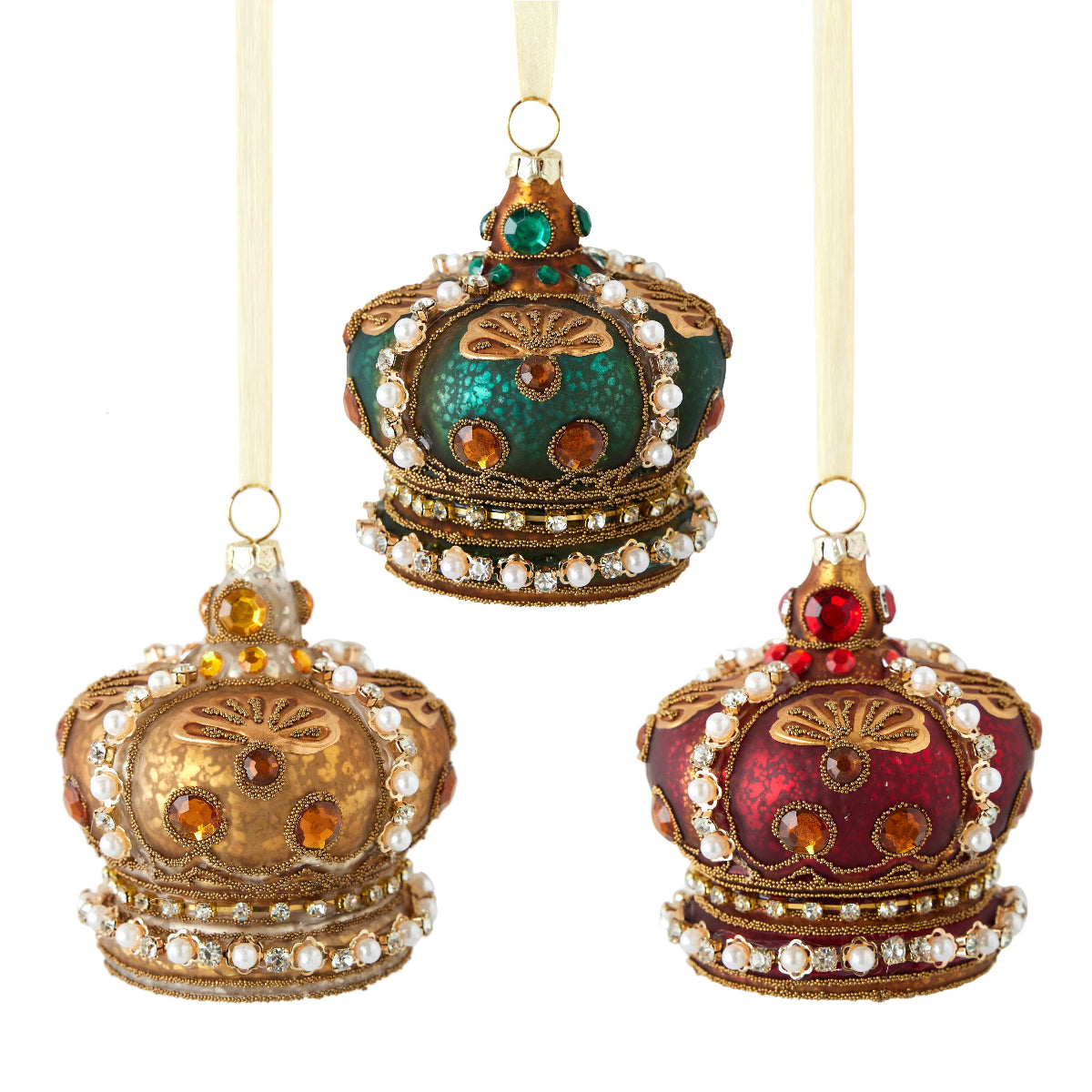 Coronet Glass Ornament Set of 3 - Caitlin Wilson Design 