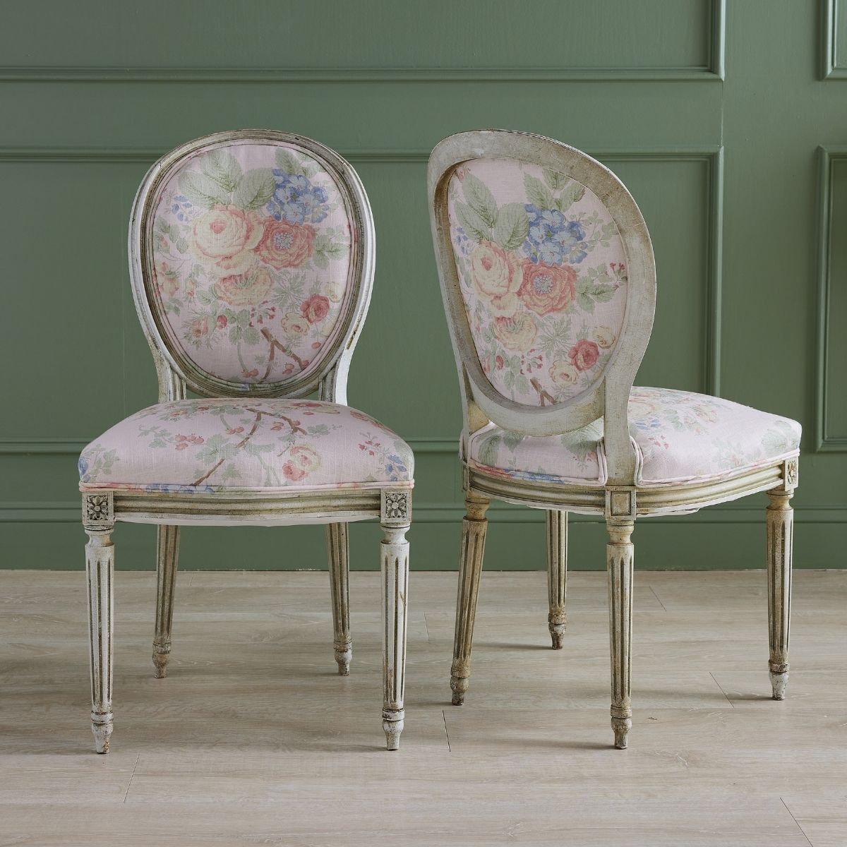 Set of 2 Louis XVI  Dining Chairs in Dorothy