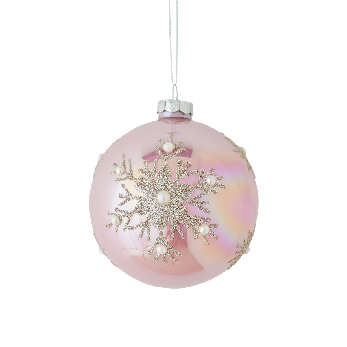 Pink Beaded Snowflake Ornament - Caitlin Wilson Designs