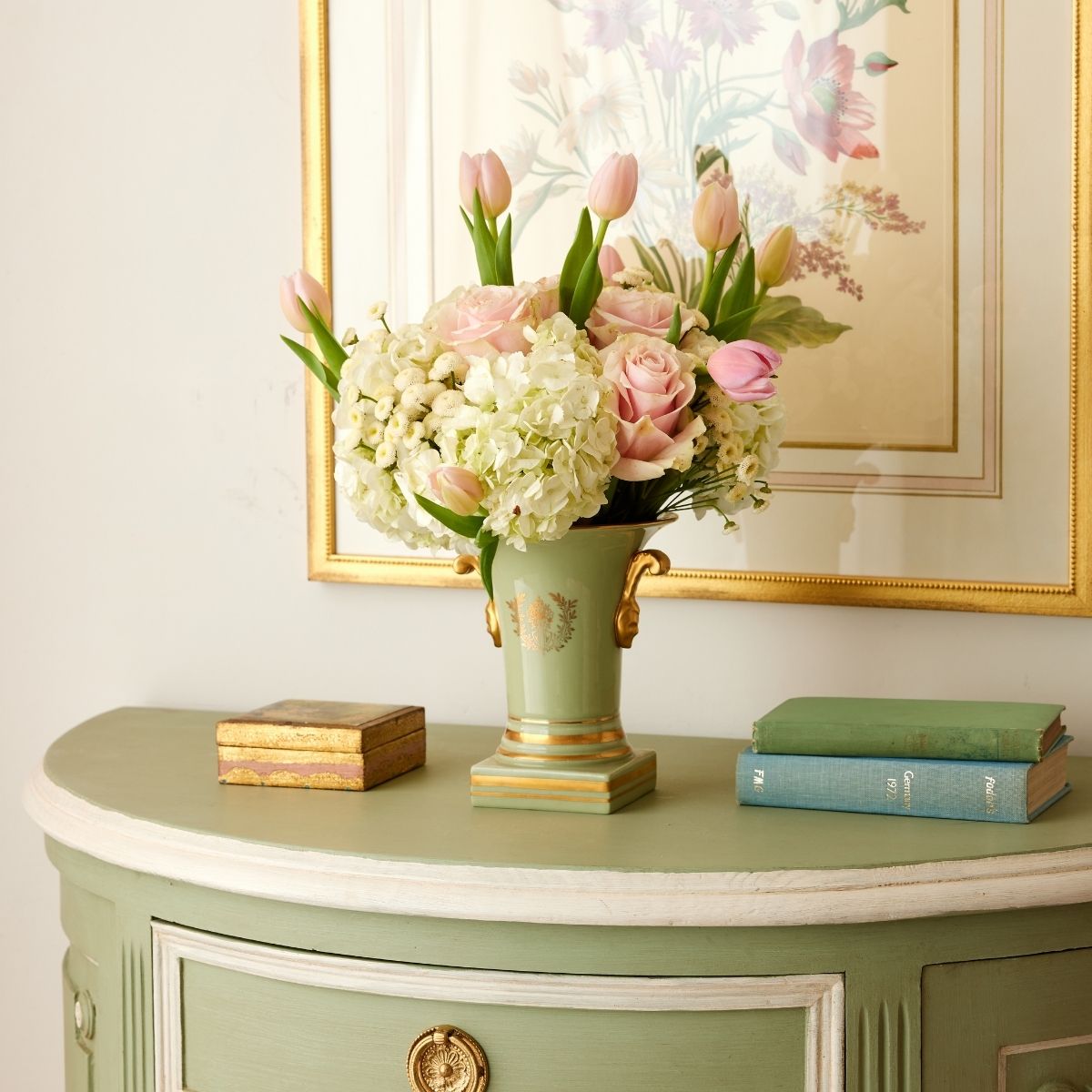 Art Deco Celadon & Gilt Vase - Caitlin Wilson Design