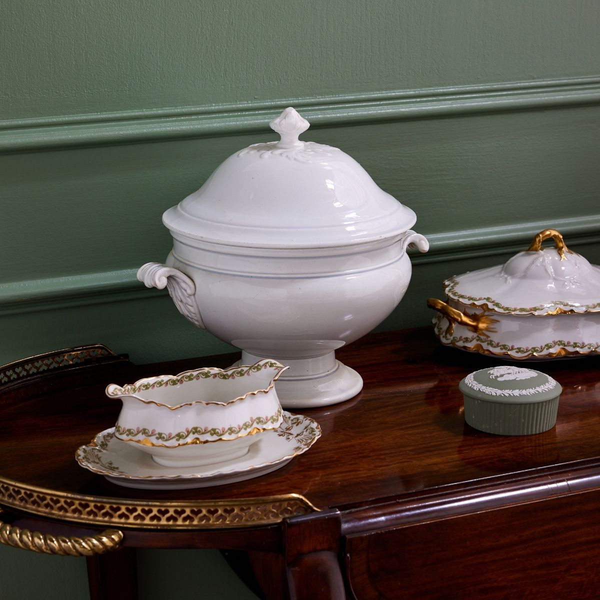19th Century French Blue-rimmed Tureen - Caitlin Wilson Design