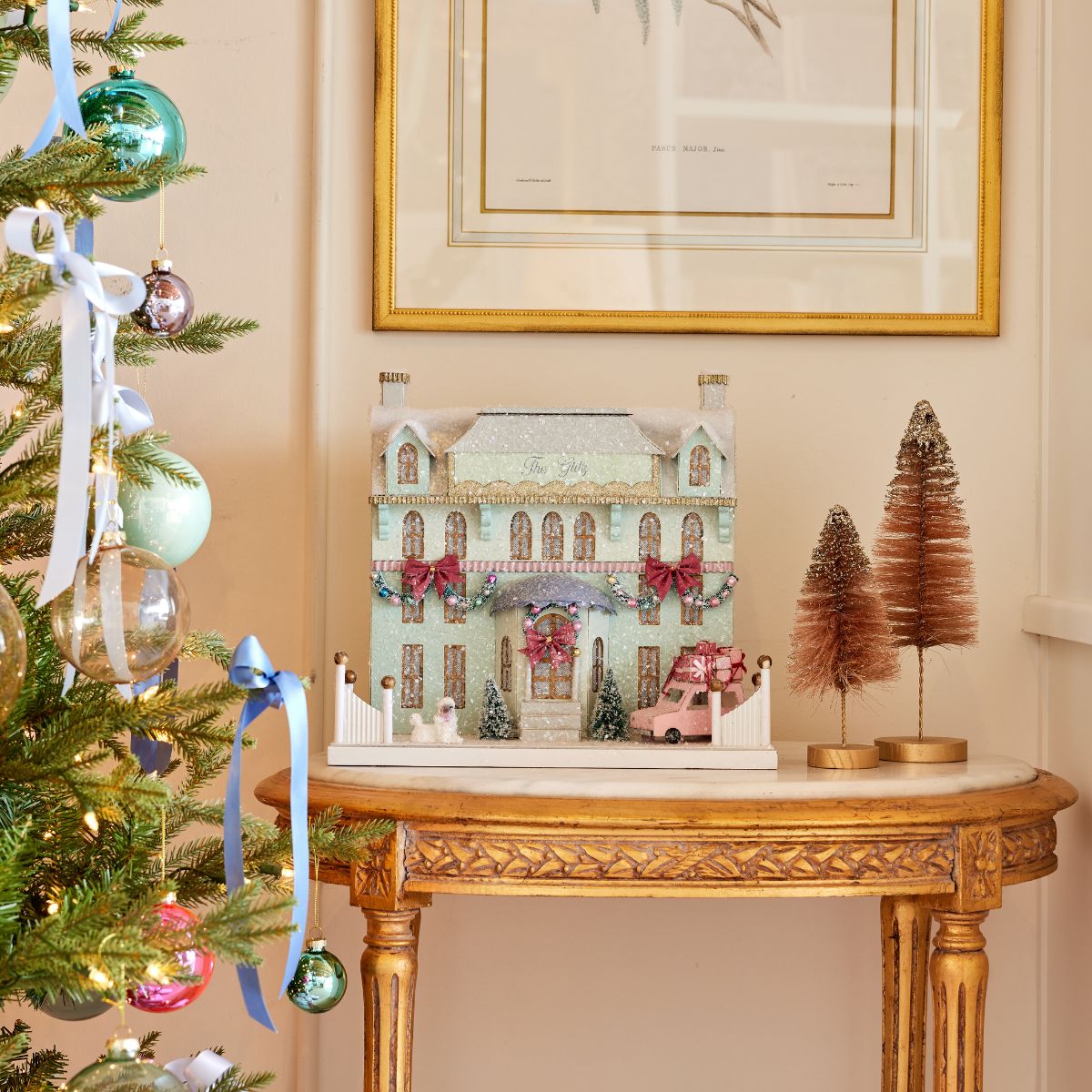 Dusty Pink Glitter Bottle Brush Tree in Large