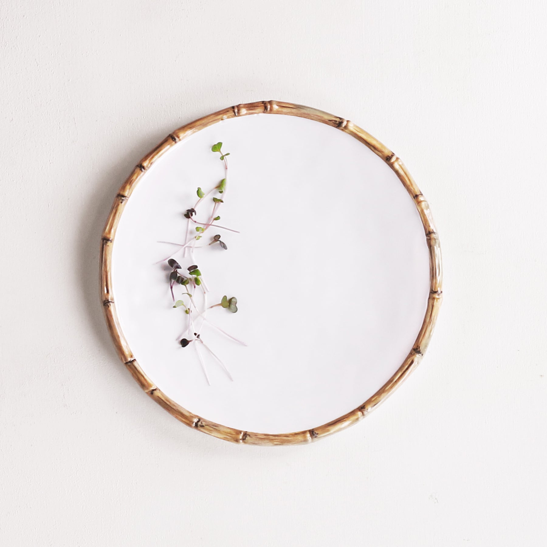 VIDA Bamboo 11" Dinner Plate Set of 4 (White and Natural)