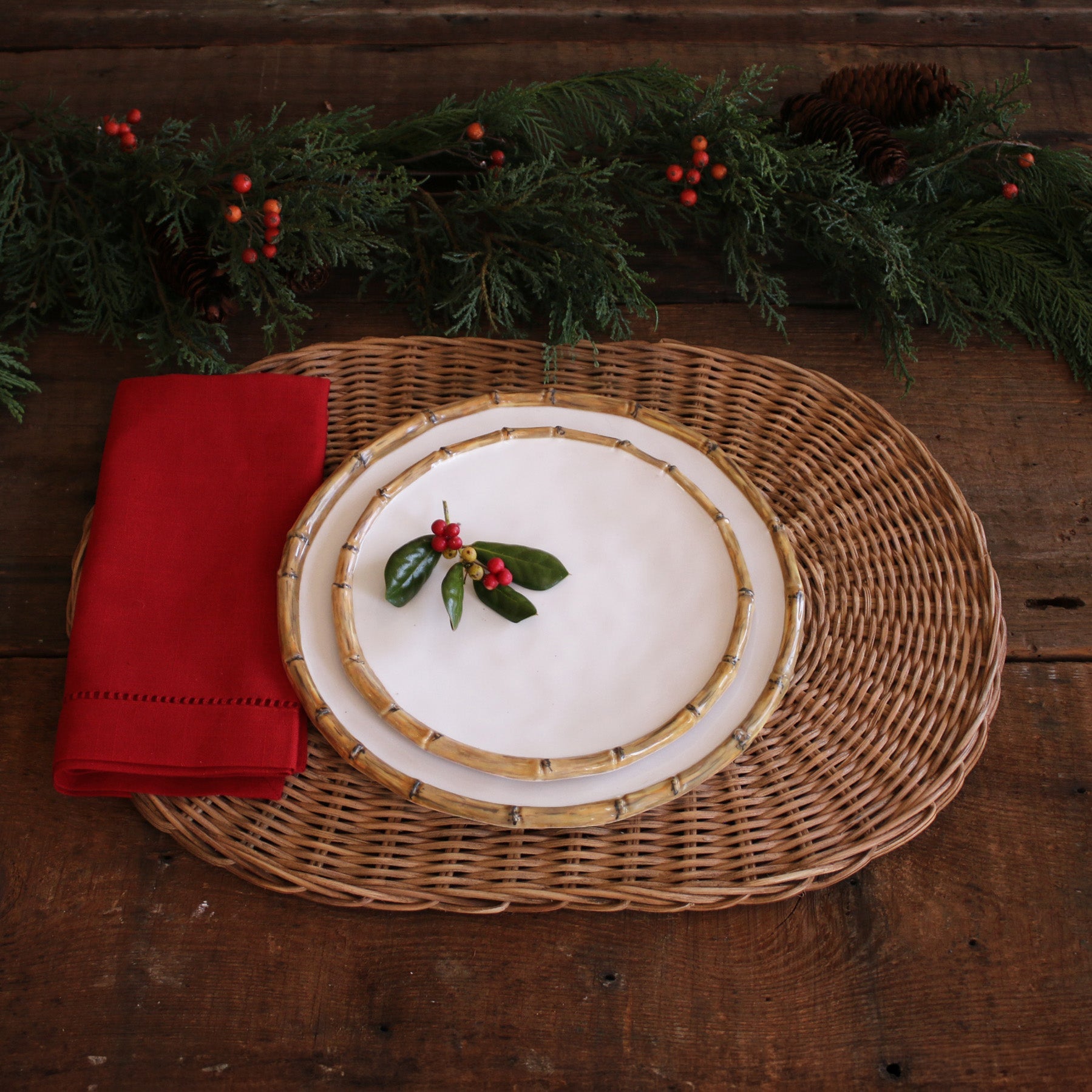 VIDA Bamboo 9" Salad Plate Set of 4 (White and Natural)
