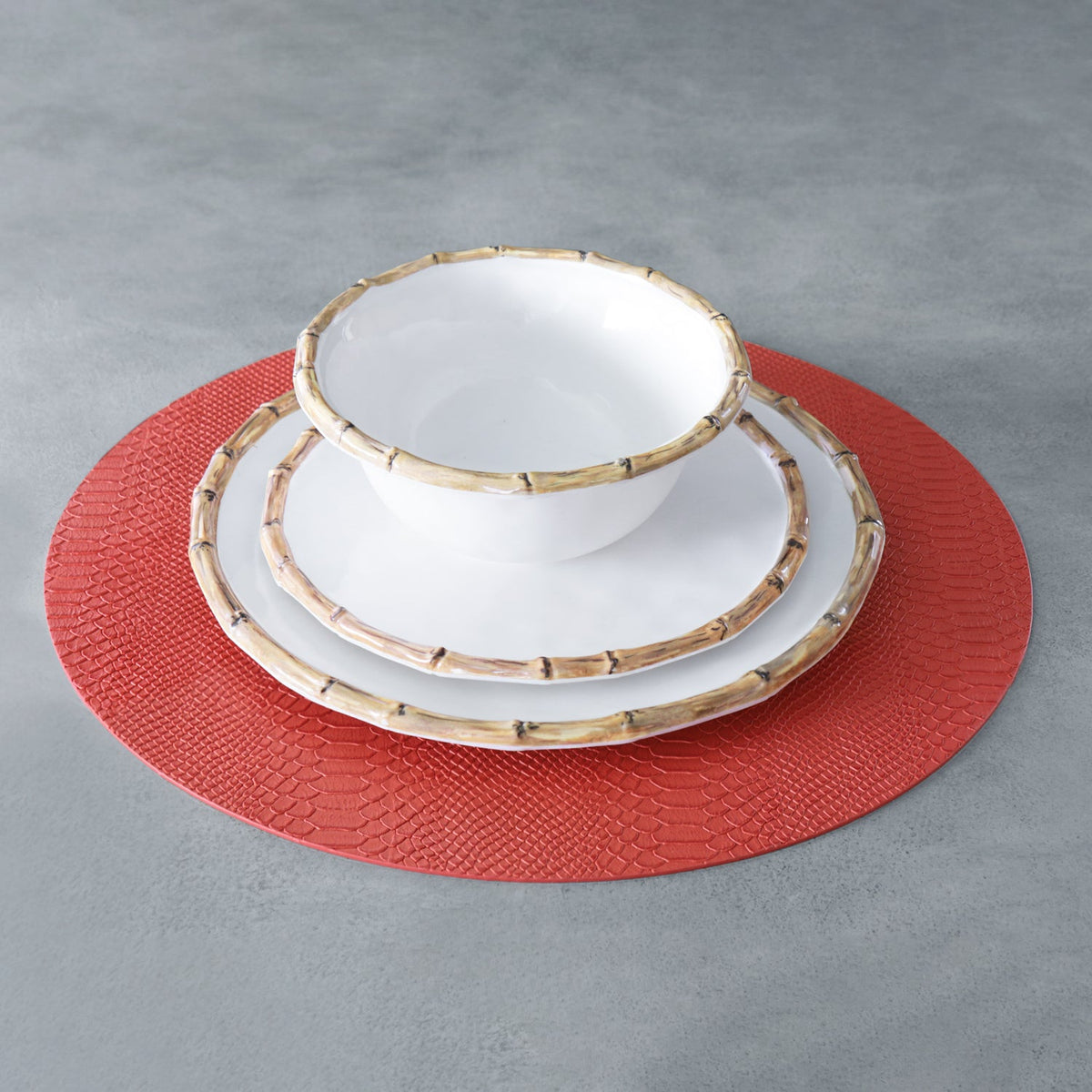 VIDA Bamboo 9" Salad Plate Set of 4 (White and Natural)