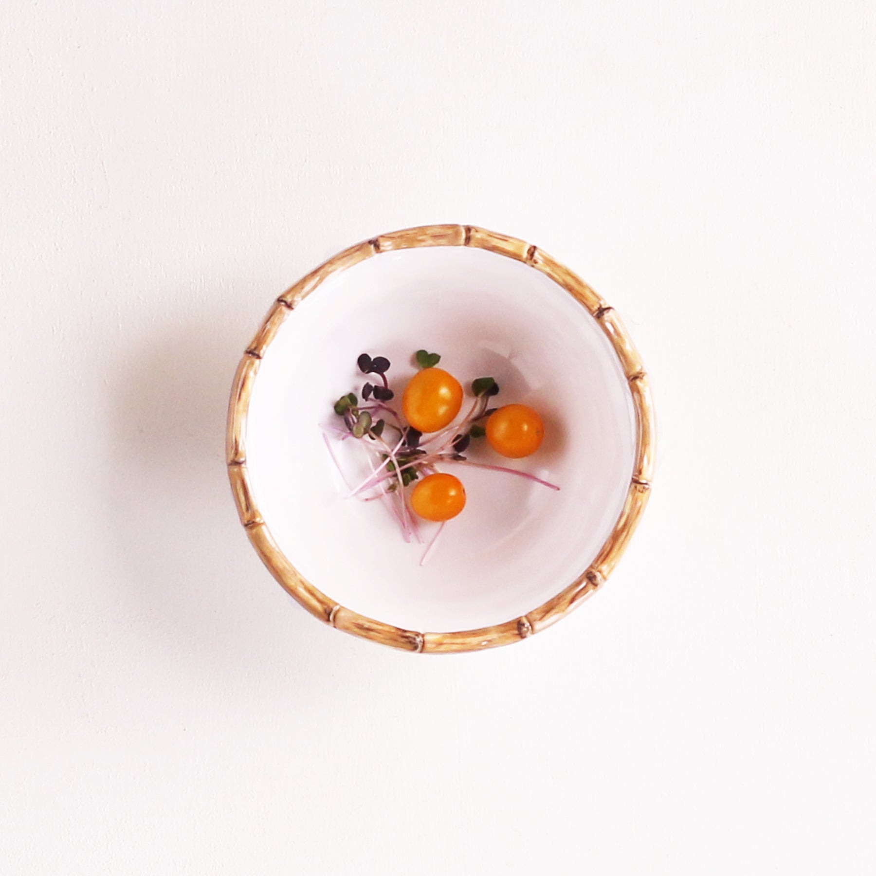 VIDA Bamboo 7.5" Cereal Bowl Set of 4 (White and Natural)