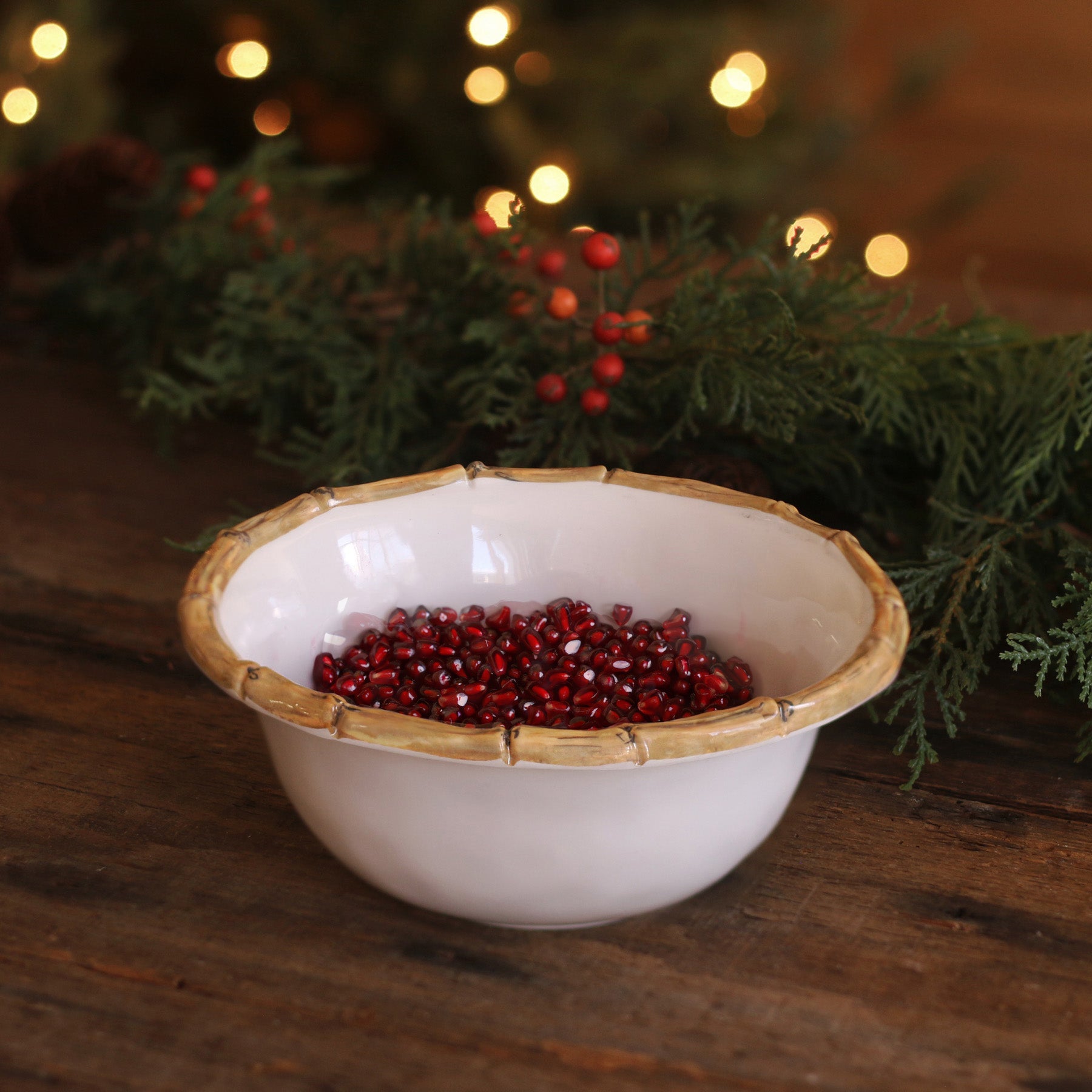 VIDA Bamboo 7.5" Cereal Bowl Set of 4 (White and Natural)
