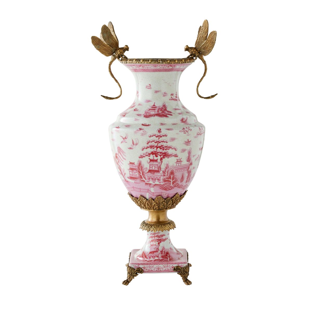 Pink Porcelain Dragonfly Vase