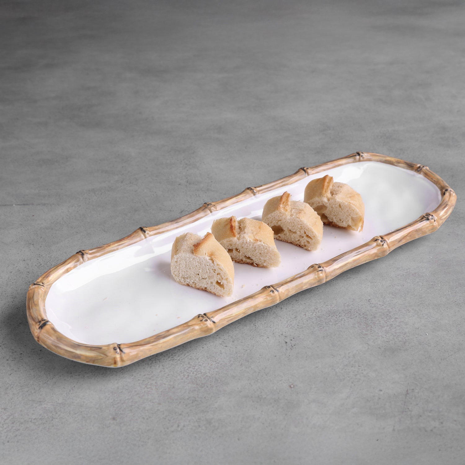 VIDA Bamboo Baguette Platter (White and Natural)