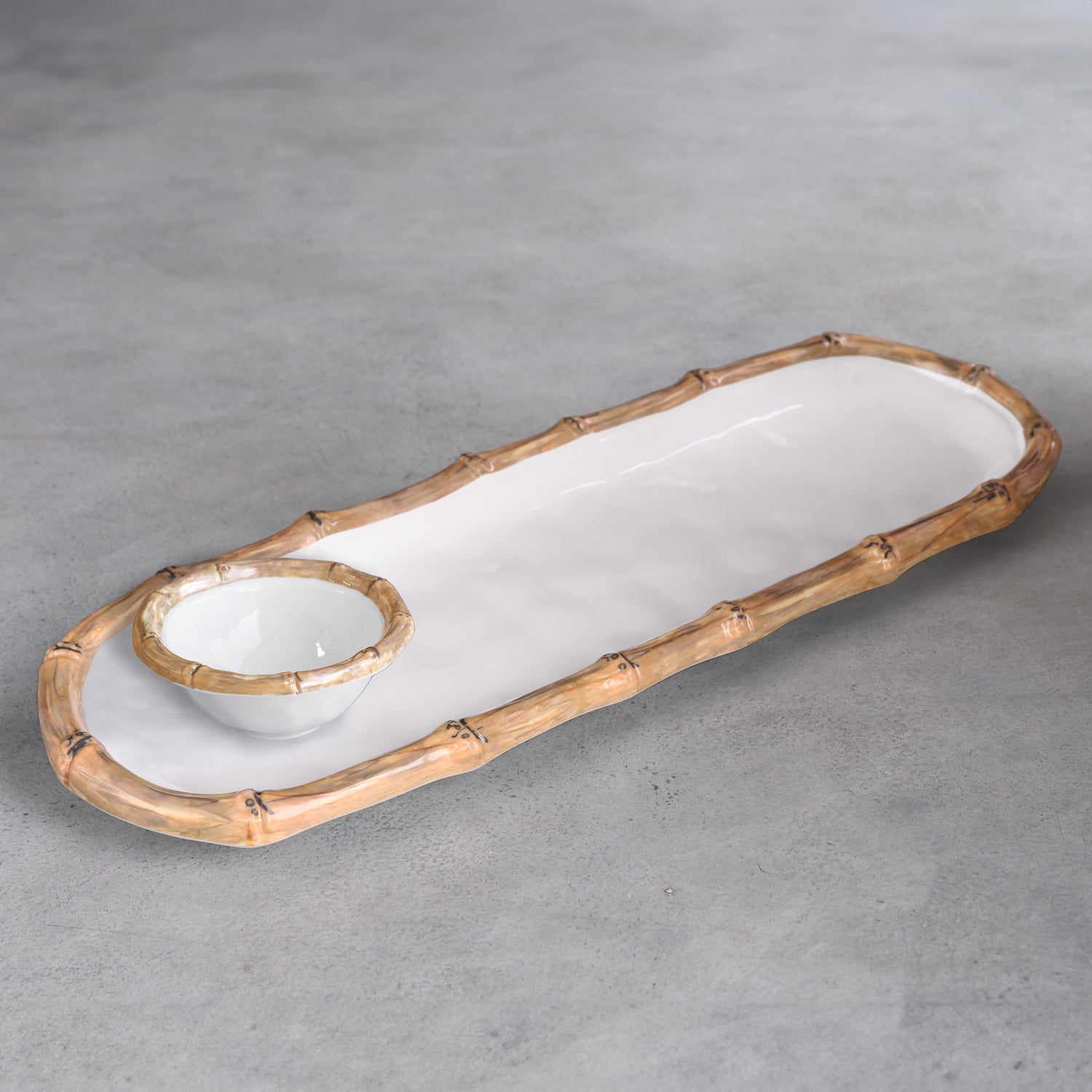 VIDA Bamboo Mini Dip Bowl (White and Natural)
