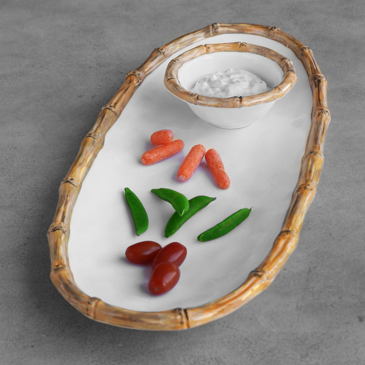 VIDA Bamboo Mini Dip Bowl (White and Natural)