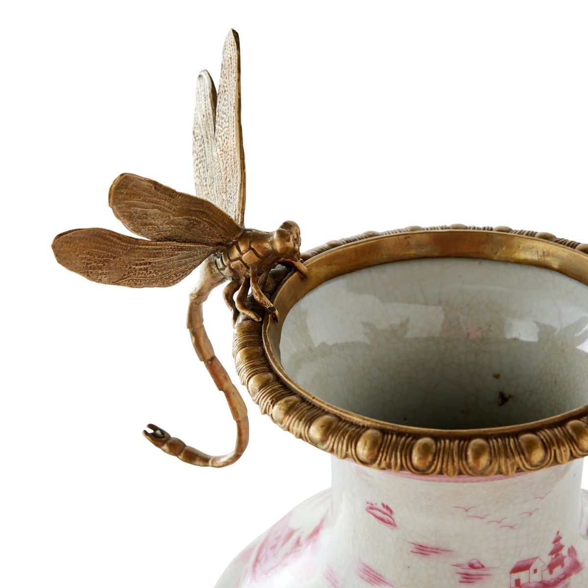 Pink Porcelain Dragonfly Vase