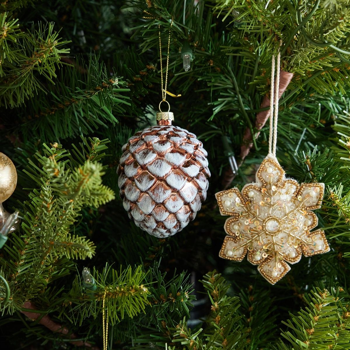 Beaded Snowflake White Gold