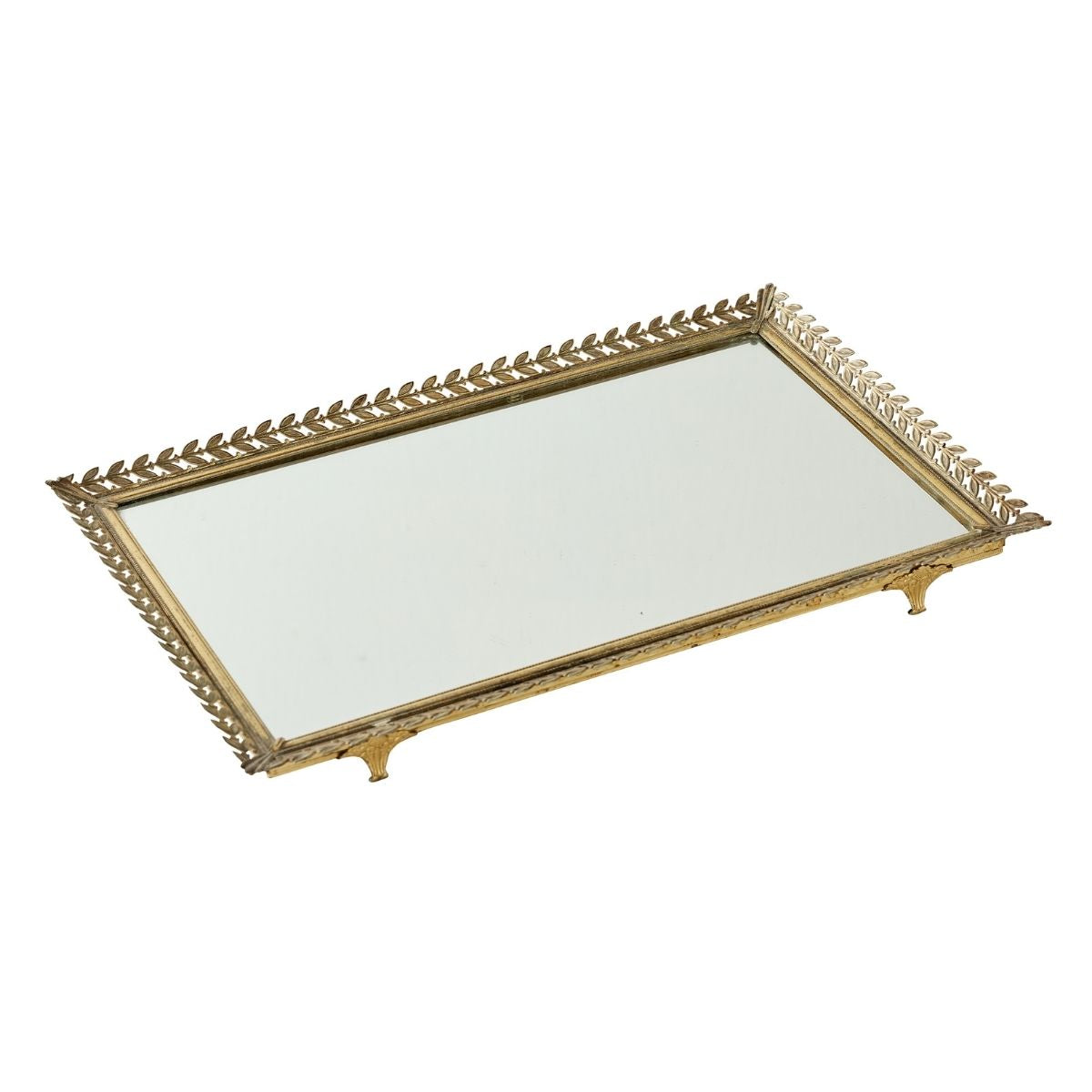 Rectangular Laurel Trimmed Mirror Tray - Caitlin Wilson Design