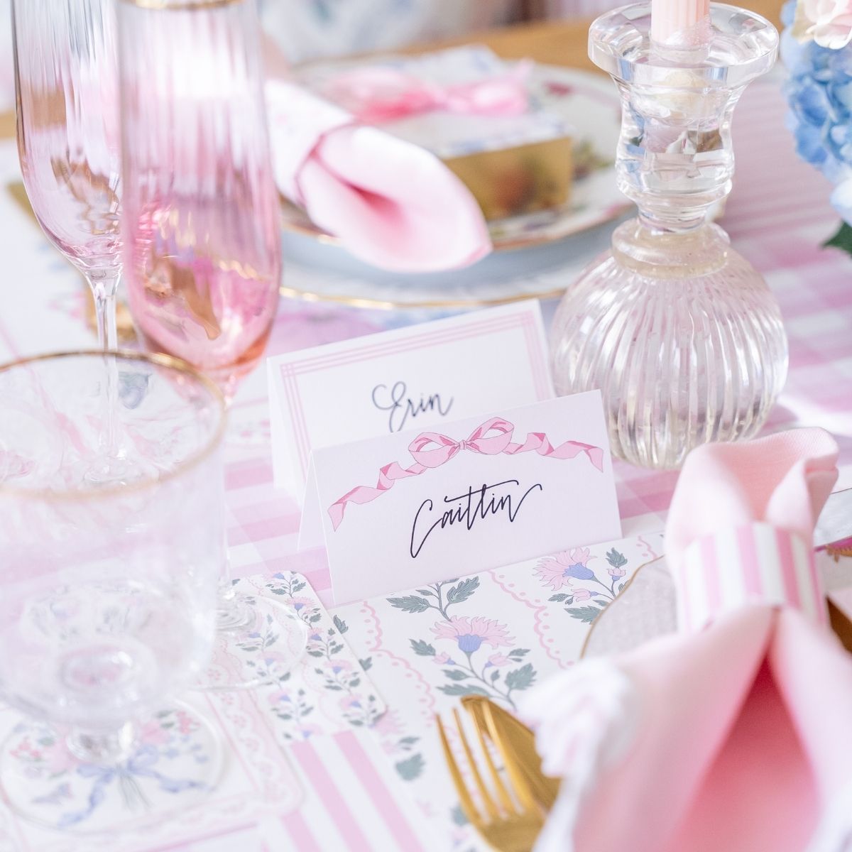 Pink Bow Placecards