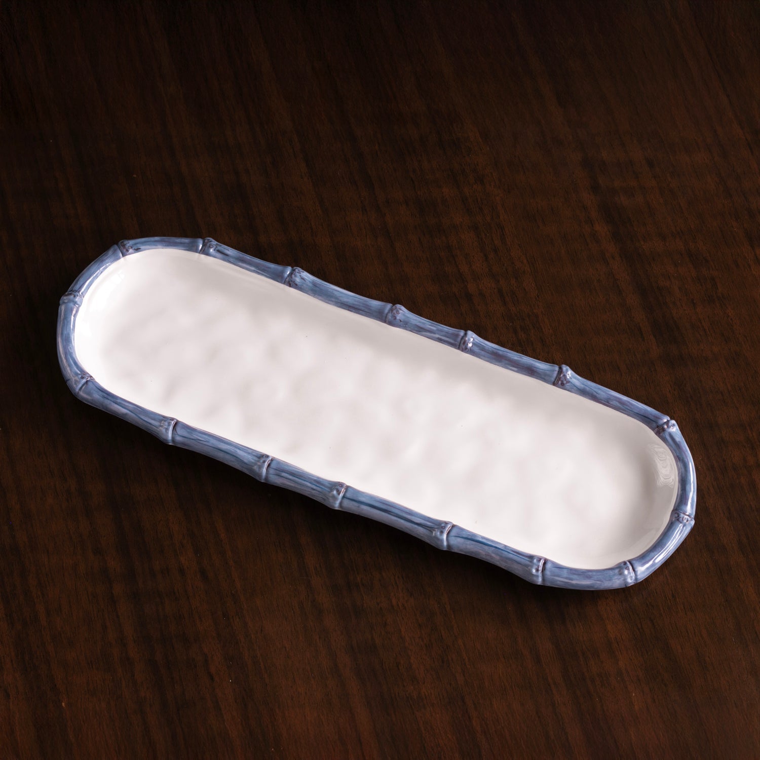 VIDA Bamboo Baguette Platter (White and Blue)