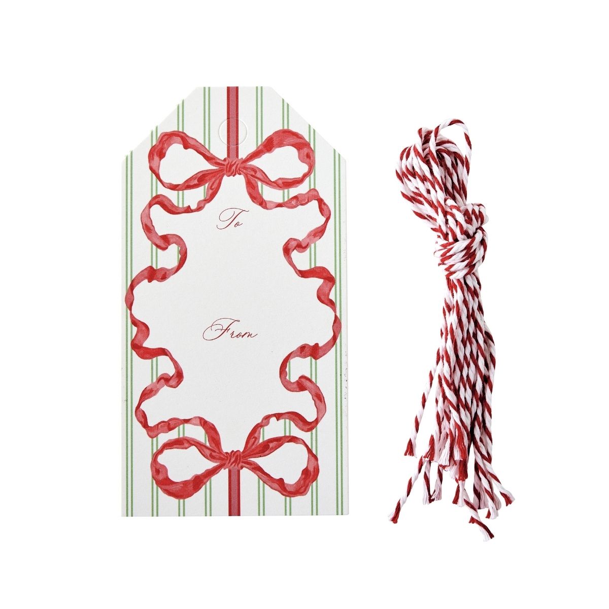 Green Stripe with Ribbon Gift Tag