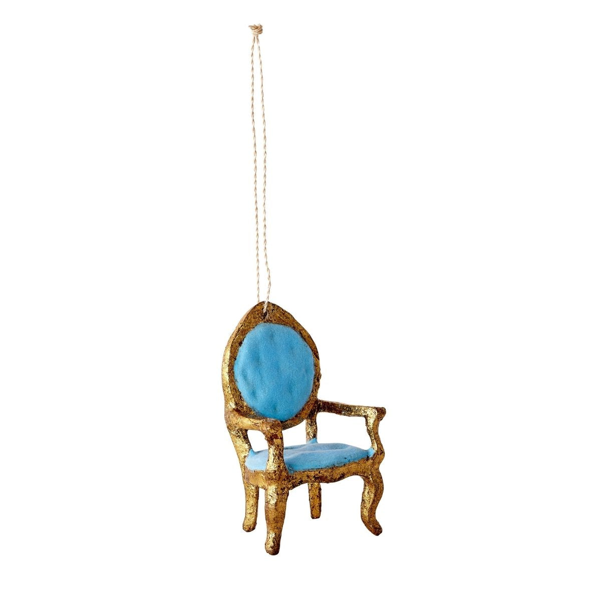 Gilded Armchair Ornament in Blue