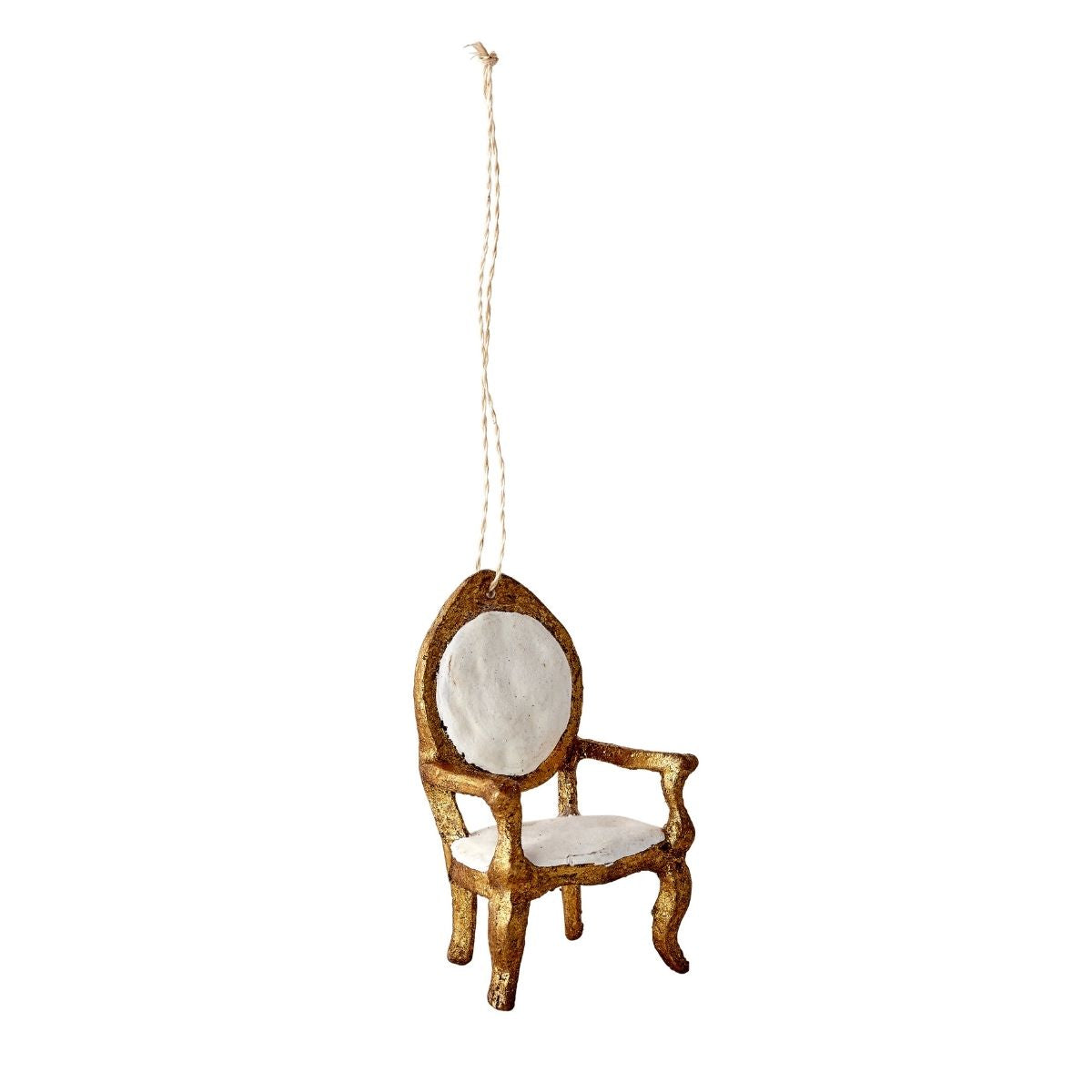 Gilded Armchair Ornament in White