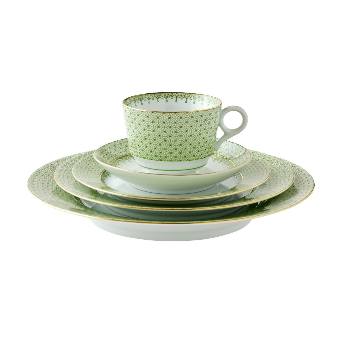 Tea Green Lace 5 Piece Place Setting