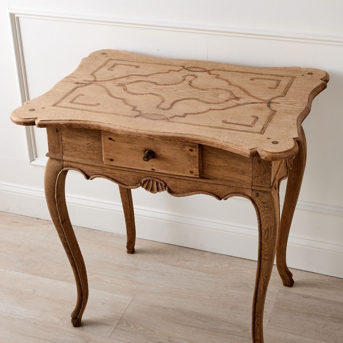 Rococo Provincial Wooden Side Table w/ Drawer - Caitlin Wilson Design