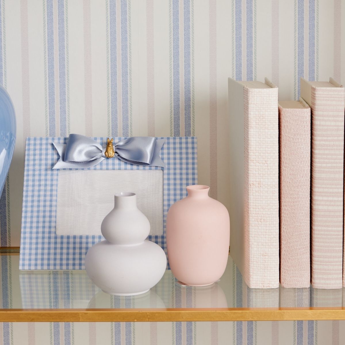 Blue & Blush Halo Stripe Wallpaper