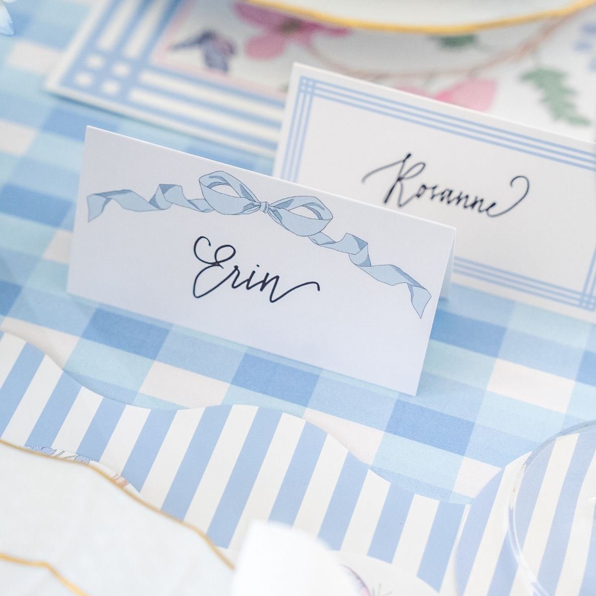 Blue Bow Placecards