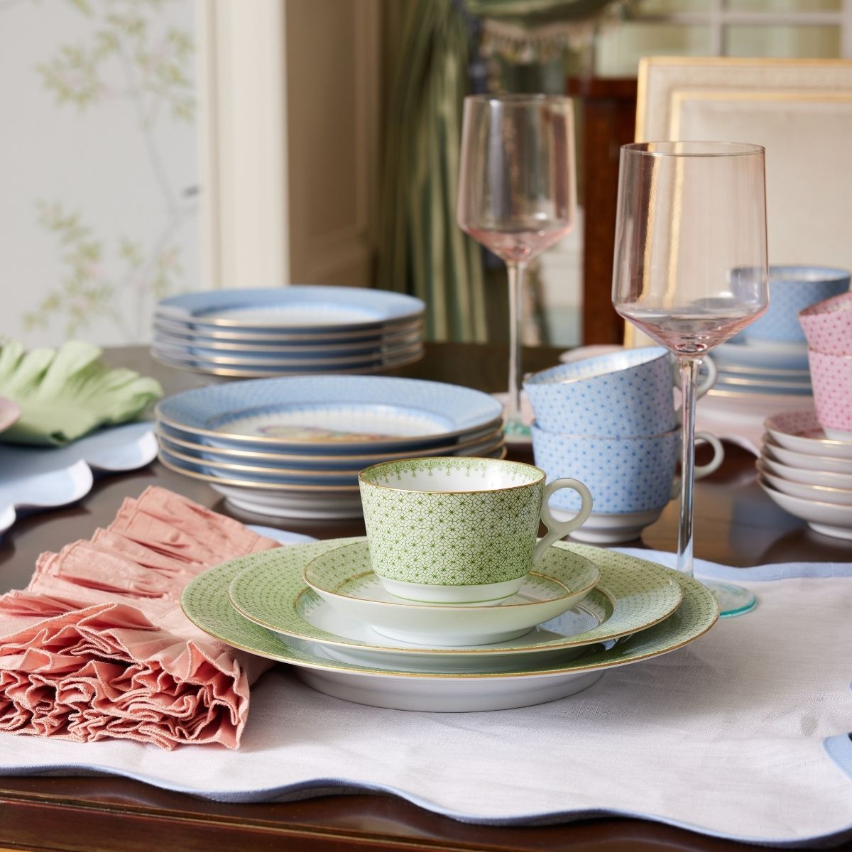 Tea Green Lace 5 Piece Place Setting