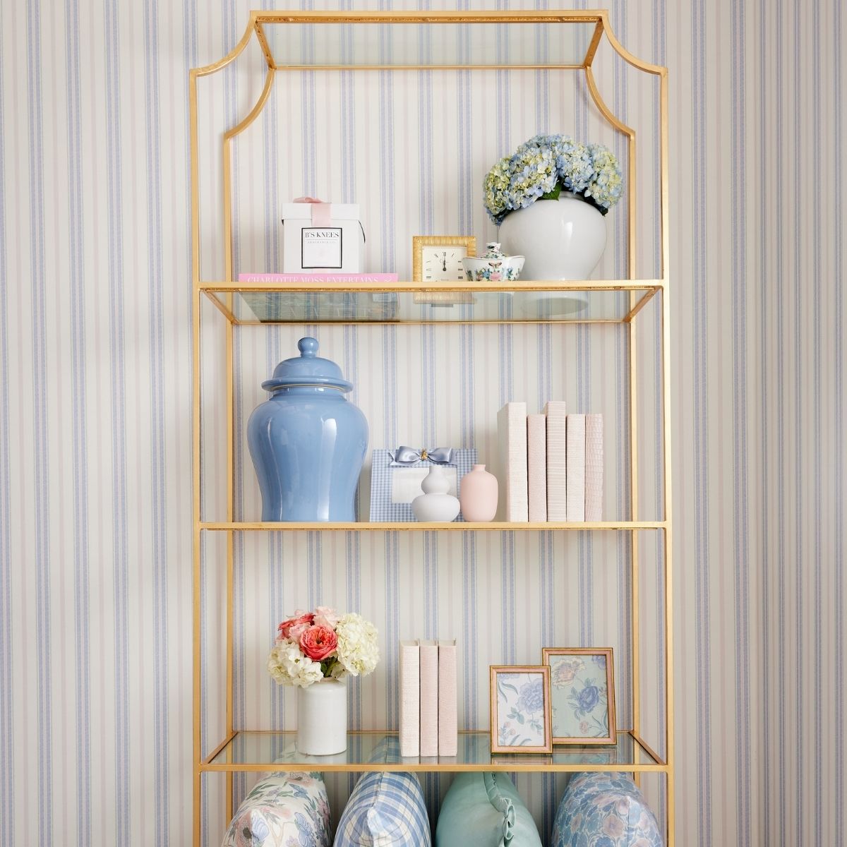 Blue & Blush Halo Stripe Wallpaper