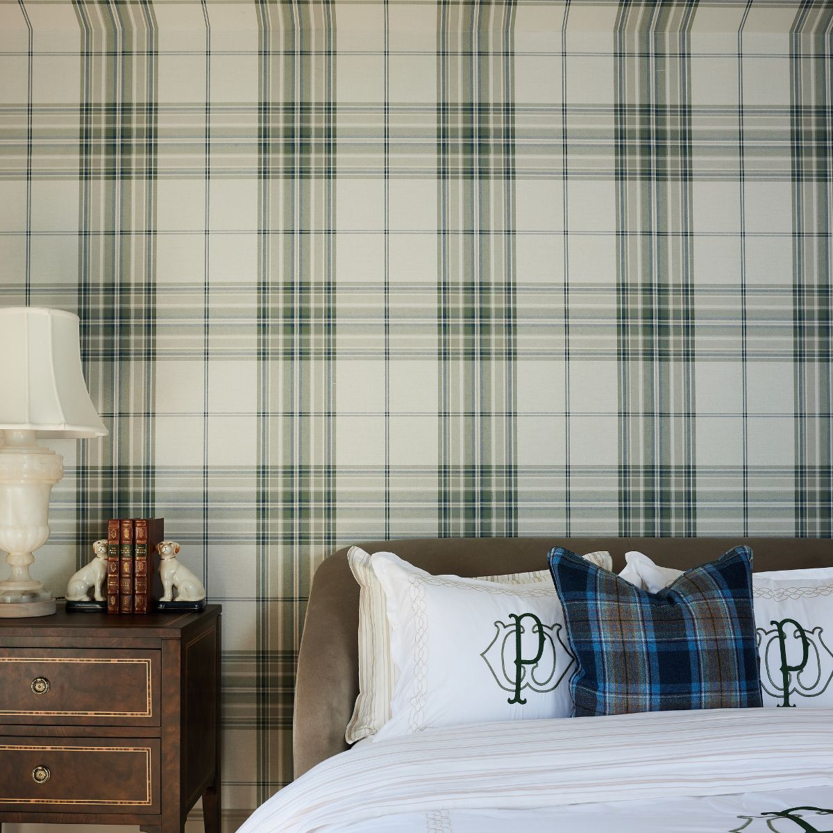 Princeton Plaid Wallpaper in Moss - Caitlin Wilson Design