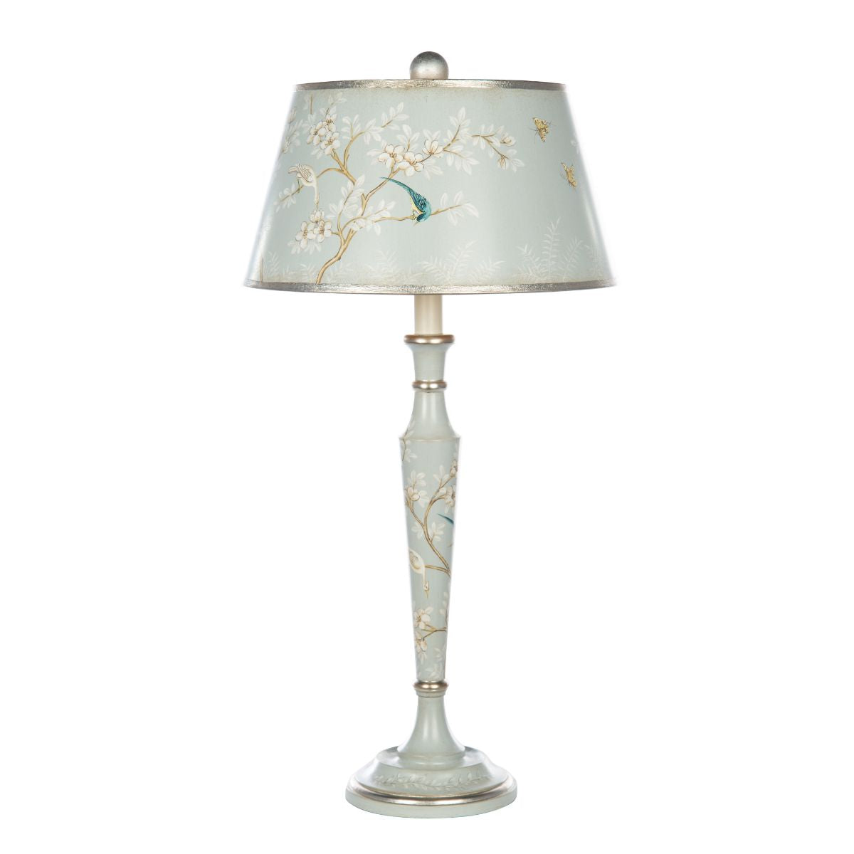 Lt. Blue Garden Candlestick Lamp