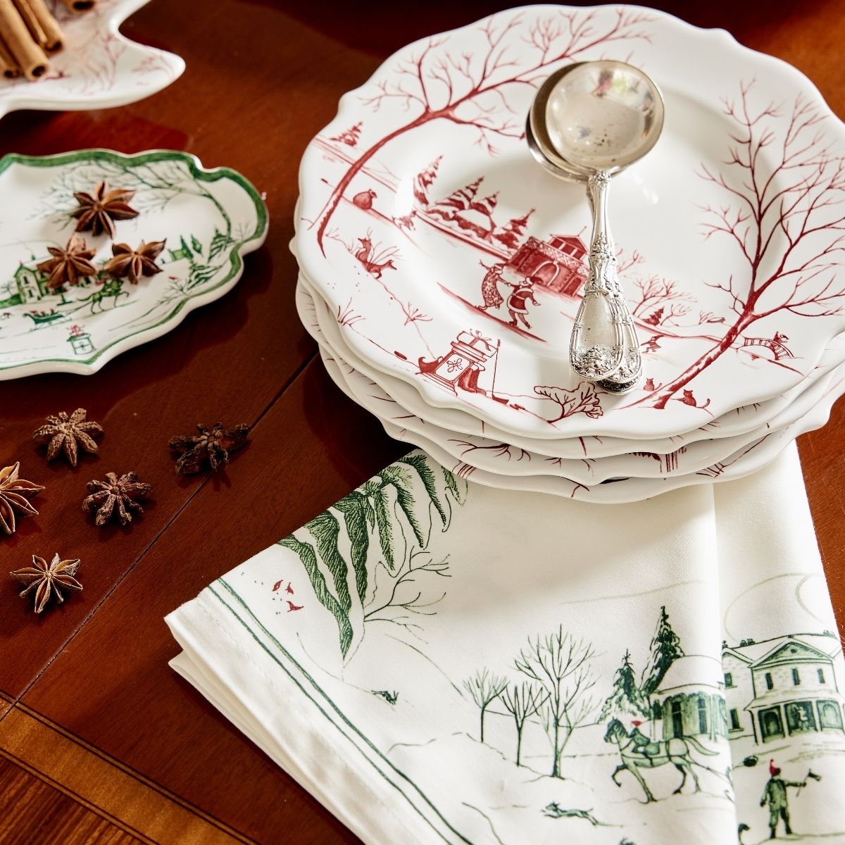 Country Estate Winter Frolic Napkin - Evergreen - Set of 4