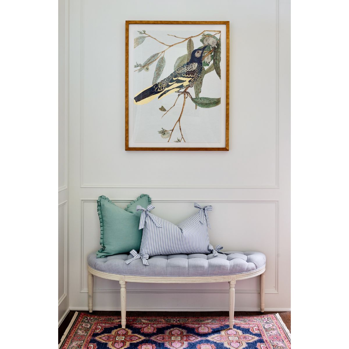Noelle Bow Pillow Cover in French Blue
