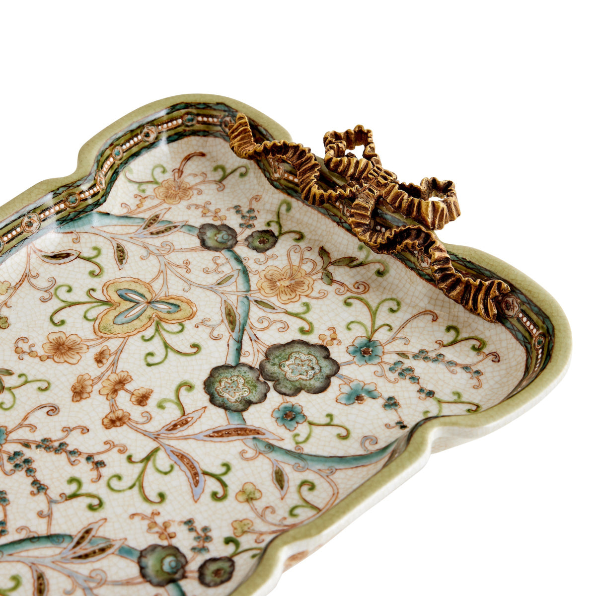 Chinoiserie Bow Handle Tary in Vert de Terre - Caitlin Wilson Designs