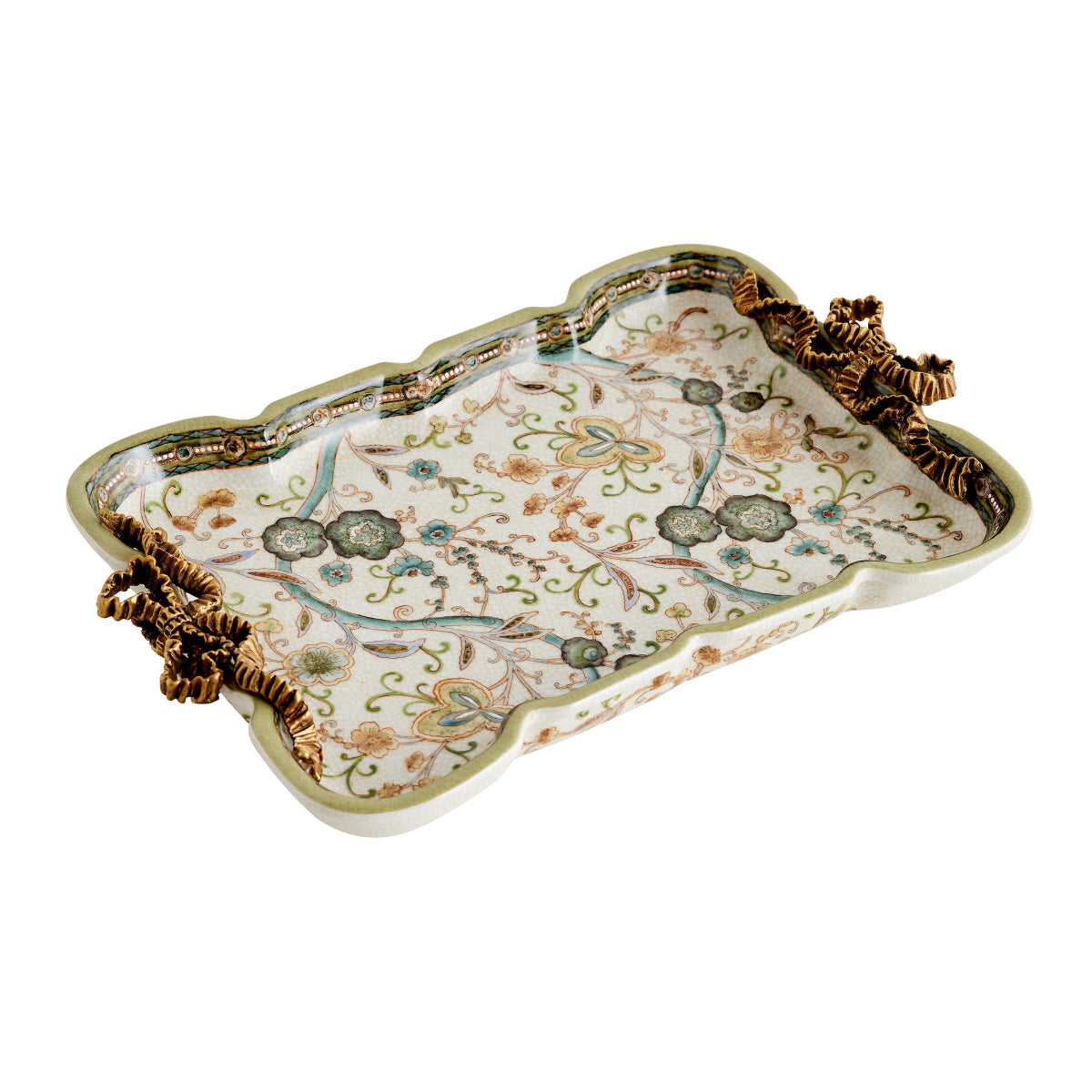 Chinoiserie Bow Handle Tray in Vert de Terre | Caitlin Wilson