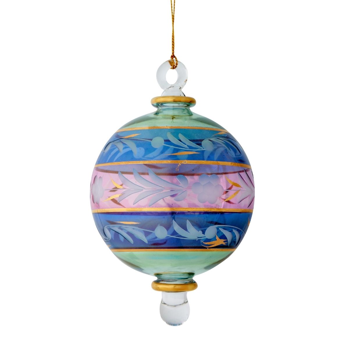 Multi Stripe Round Egyptian Glass Ornament