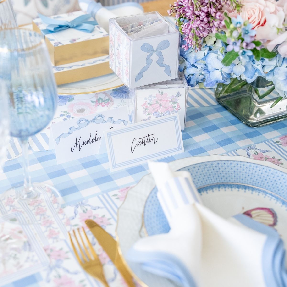 Blue Bow Placecards