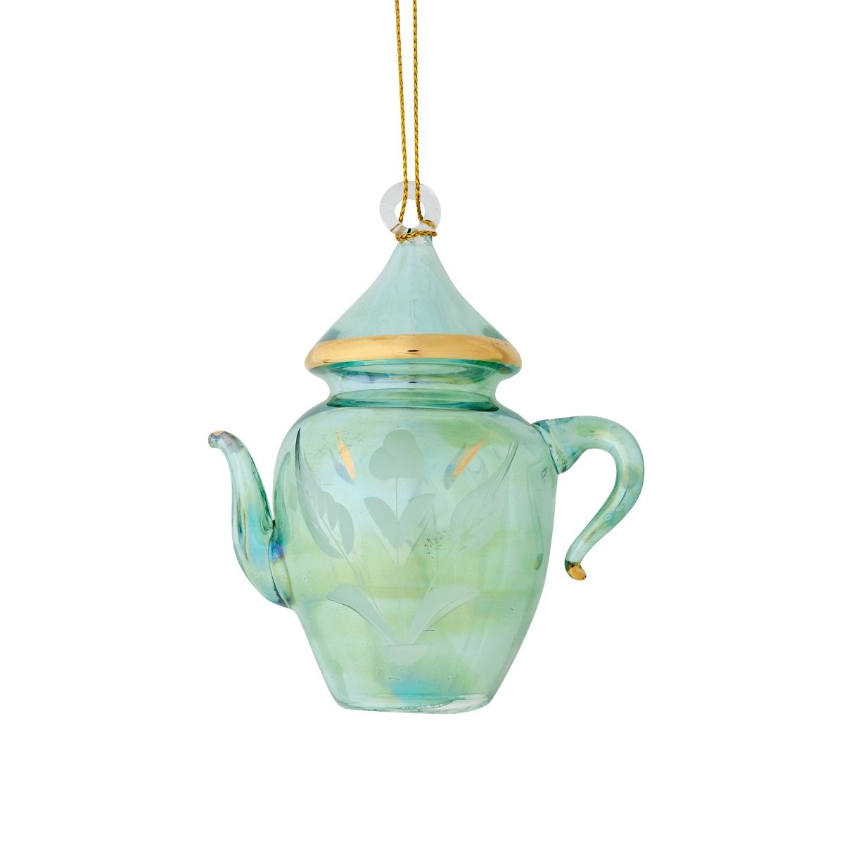 Green Teapot Egyptian Glass Ornament