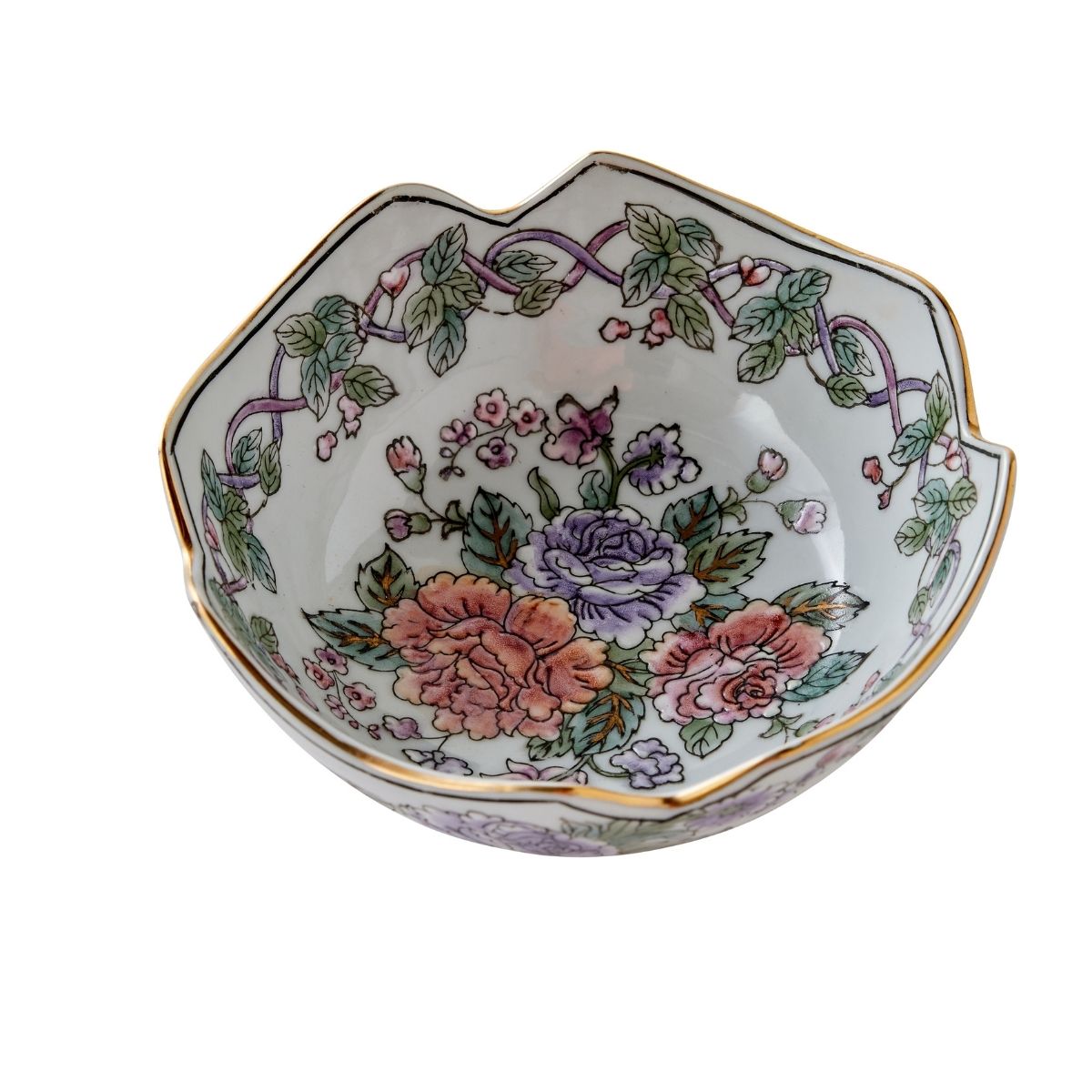 Vintage Porcelain Floral Lotus Bowl - Caitlin Wilson Design