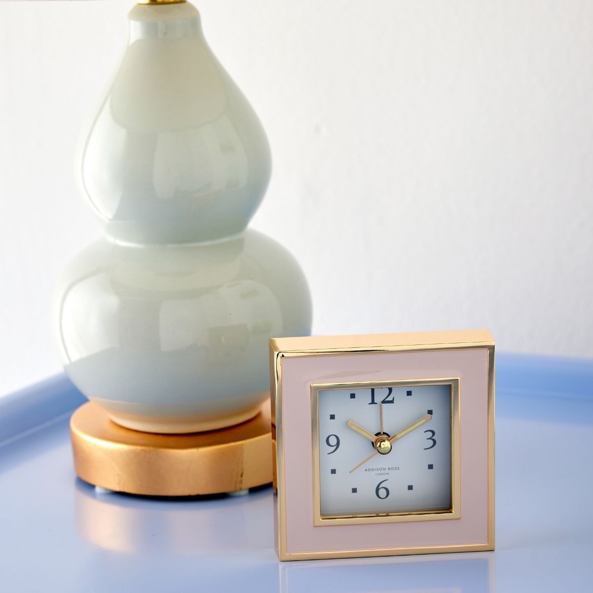 Pastel Pink Square Enamel Alarm Clock