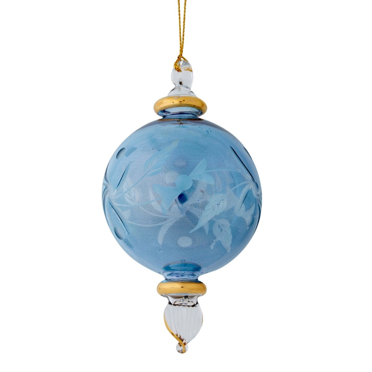 Blue Taper Bottom Egyptian Glass Ornament